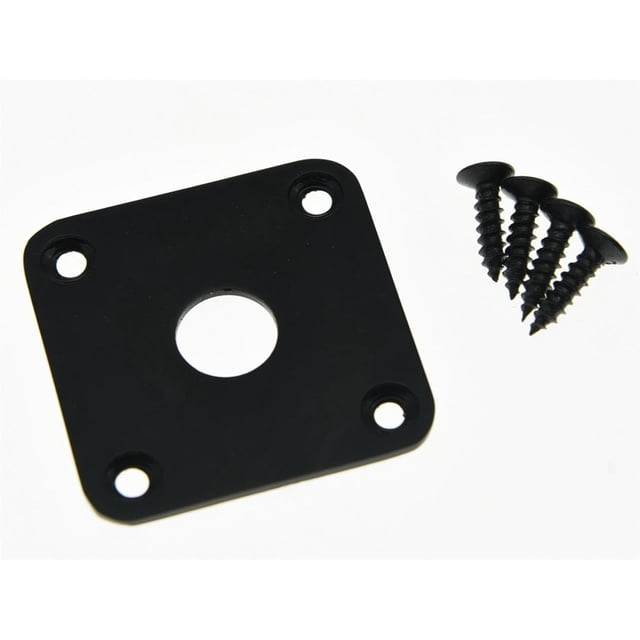 KAISH Black Flat Bottom Metal Jack Plate Flat Base Square Jackplate for Les Paul LP Guitars