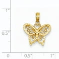 thumbnail image 3 of 14k Yellow Gold Diamond-cut Butterfly Charm Pendant, 3 of 7