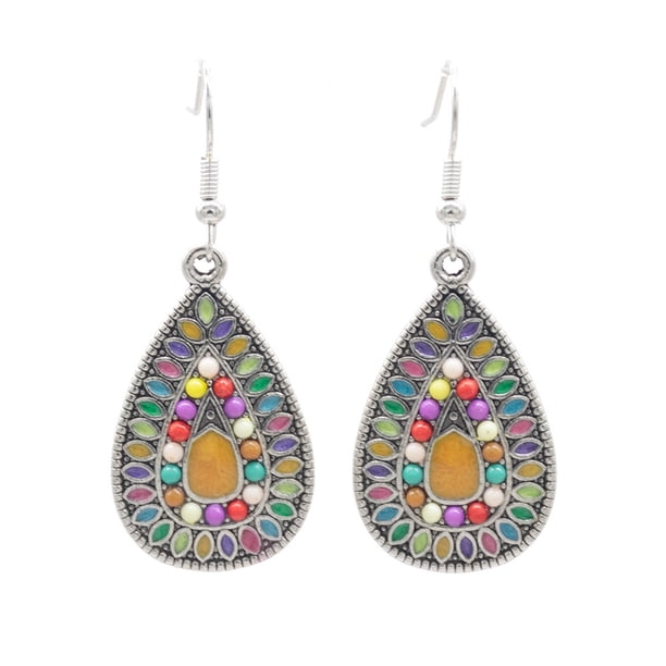 Colección Pendientes de gota de aceite con gancho de plata de estilo étnico para mujeres y niñas, regalos de aniversario de cumpleaños de San Valentín