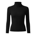 thumbnail image 4 of TrdSipl Women's Casual Slim Fitted Basic Top Knitted Lightweight Turtle Neck Pullover Sweater Winter Warm Undershirts Black XL, 4 of 6