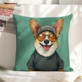 thumbnail image 6 of Dog with accessories Linen toss pillowcase Decoration pillowcase Gift preferred 24x24" Cushion cover 4 set Sofa pillowcase Sofa bedroom living room car, 6 of 8