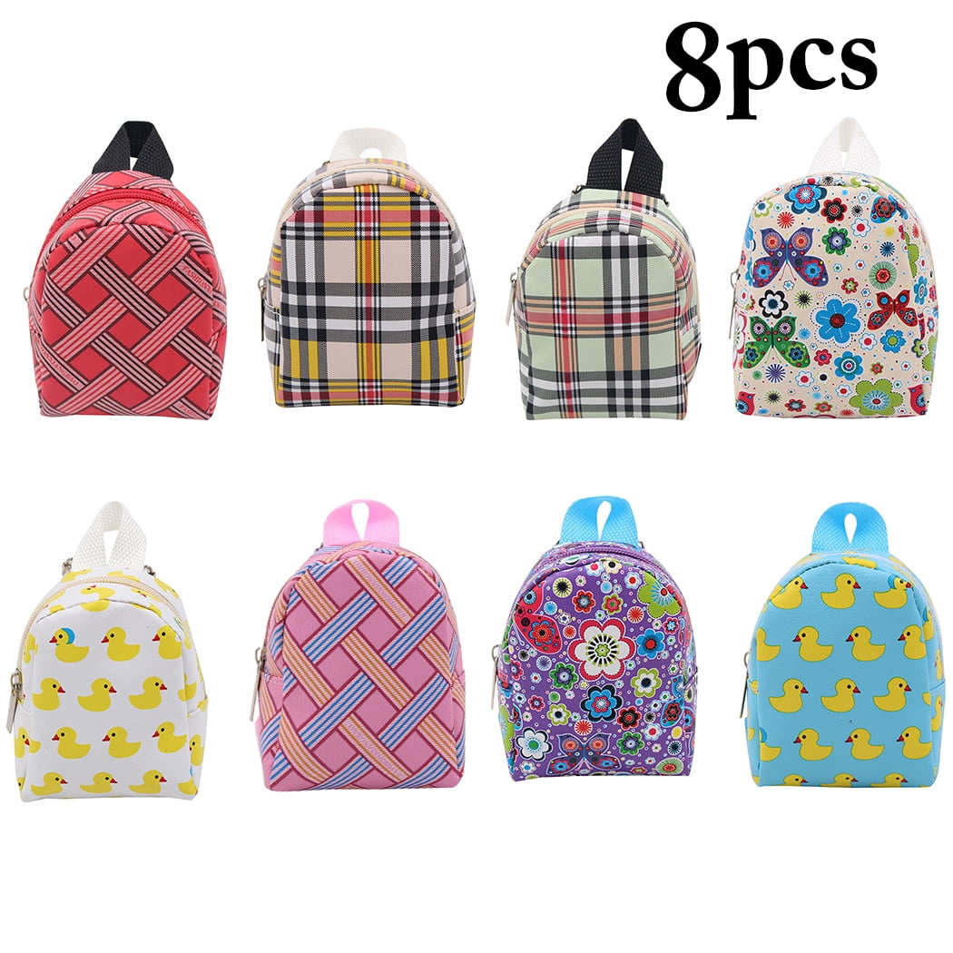 Nobrand Doll School Bag Zipper 8pcs Decorative Realistic Cute Doll Bag Doll Backpack Multicolor One Size