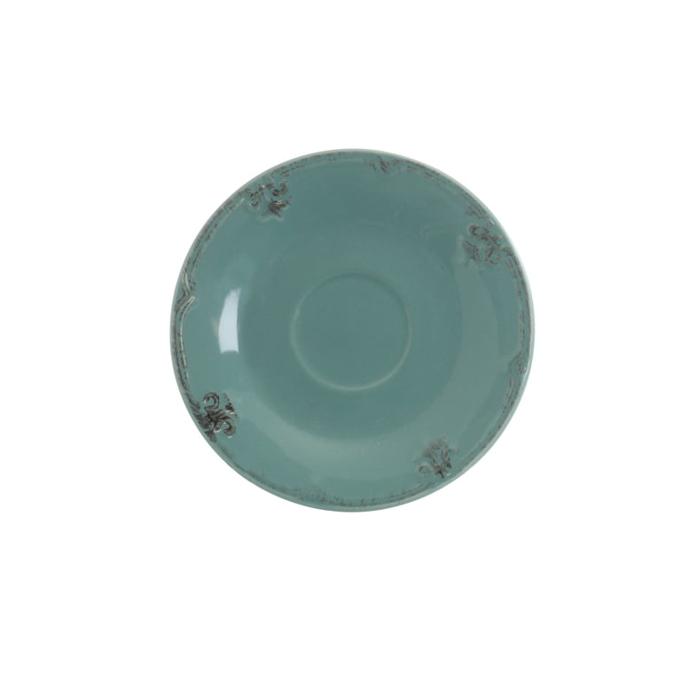 Elama Fleur De Lys 20-Piece Dinnerware Set, Turquoise photo 6