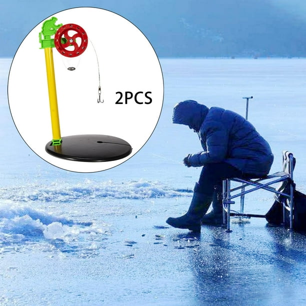 Luzkey 2x Portable Ice Flipping Fishing Rod With Marker, Pole, Orange , Winter With Hook Pendant Other
