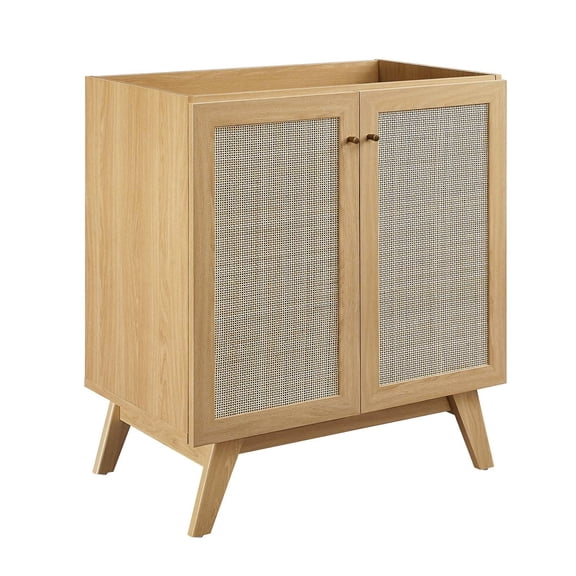 Modway Soma 30" Adjustable Shelf Wood Bathroom Vanity Cabinet in Oak