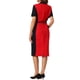 thumbnail image 3 of Vestido de tubo para mujer Inspire Chic, vestido de lápiz de color contrastante, 2XL, rojo oscuro, 3 of 5