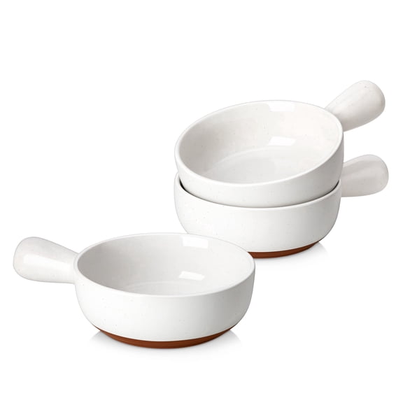 MALACASA Soup Bowls with Handles, 23 Oz French Onion Soup Bowls, Ceramic Soup Crocks Oven Safe, Microwave Dishwasher Safe, 3 Pcs