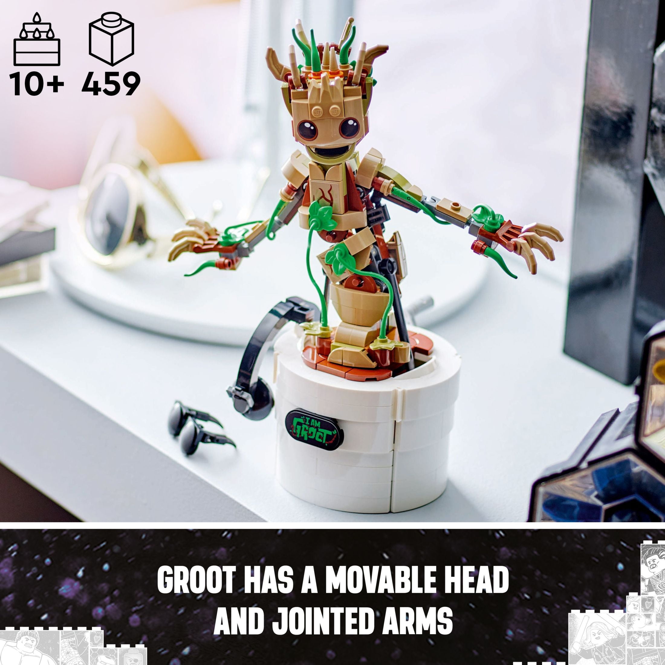 LEGO Marvel Dancing Groot, Birthday Gift for Kids, Guardians of the Galaxy Toy, Buildable Marvel Gift, 76297