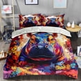 thumbnail image 2 of 3 Pieces Duvet Cover Set-Abstract 3D Pygmy Hippo- 3D Print Bedding 1 Duvet Cover 2 Pillowcases Natural Animals Comforter Set Soft Breathable for Boys Girls Children Natural Theme Duvet Set 2B53ANI7, 2 of 6