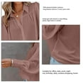thumbnail image 5 of Blusa de color puro, blusa de negocios para mujer, blusa holgada con escote en V, blusa con cuello vuelto, artesanía excepcional, 5 of 5