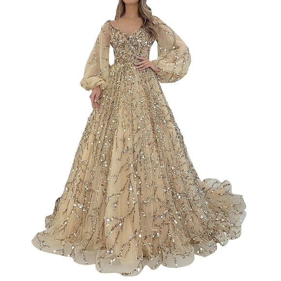 HCURIBAD Clearance! 2024 New Womens Gold Evening Dresses Sexy Queen Gowns Long Dresses 1*Skirt Gold S