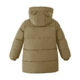 thumbnail image 4 of HILEELANG Kids Olive Khaki Green Mid-Length Puffer Coat – Warm Quilted Winter Jacket with Bear Ear Hood for Boys & Girls, Sizes 3-10 Years, 4 of 8