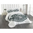 thumbnail image 3 of Ambesonne Detroit Quilted Bedspread Set 3 Pcs, Michigan Old Stamp, King Size, Black White Grey, 3 of 5