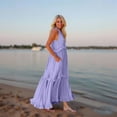 thumbnail image 6 of GXIPO Plus Size Boho Dresses for Curvy Women 2025 V Neck Sleeveless Tiered Ruffle Flowy Maxi Dress with Pockets​ Light Purple L, 6 of 9