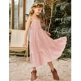 thumbnail image 6 of Arshiner Girl's Sundresses Summer Boho Strap Tiered Cami Maxi Dresses with Pockets, 6 of 9