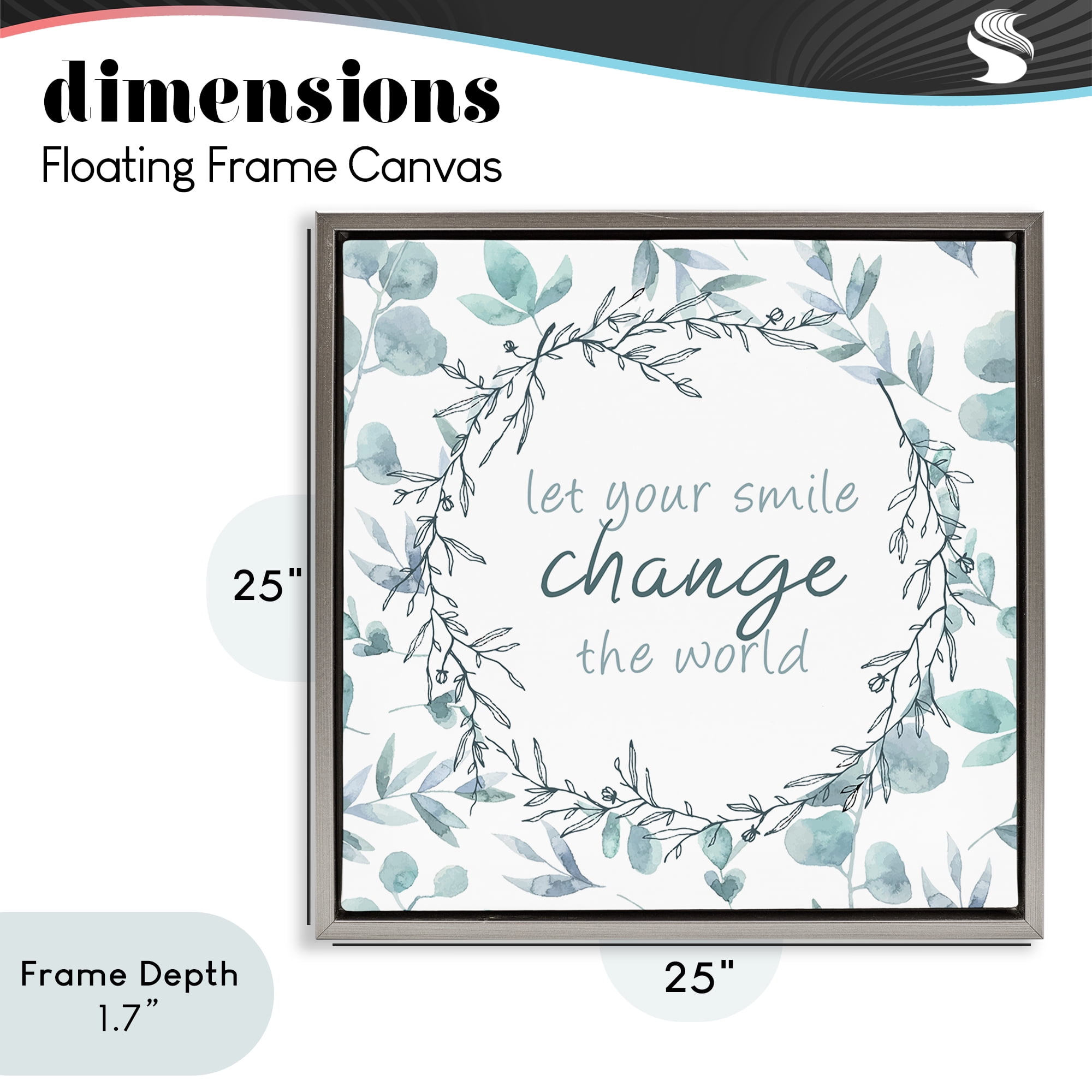 Stupell Industries Smile Change The World Gray Framed Floater Canvas Wall Art, design by Kim Allen