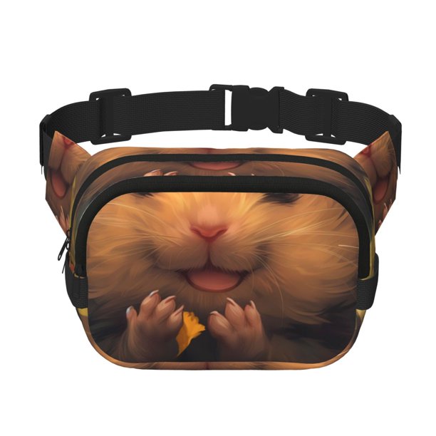 Fotbe Cute Sunflower Guinea Pig Cangurera Cuadrada con Estampado de Doble Capa, Bolsa de Cintura Ajustable Mini para Hombres y Mujeres