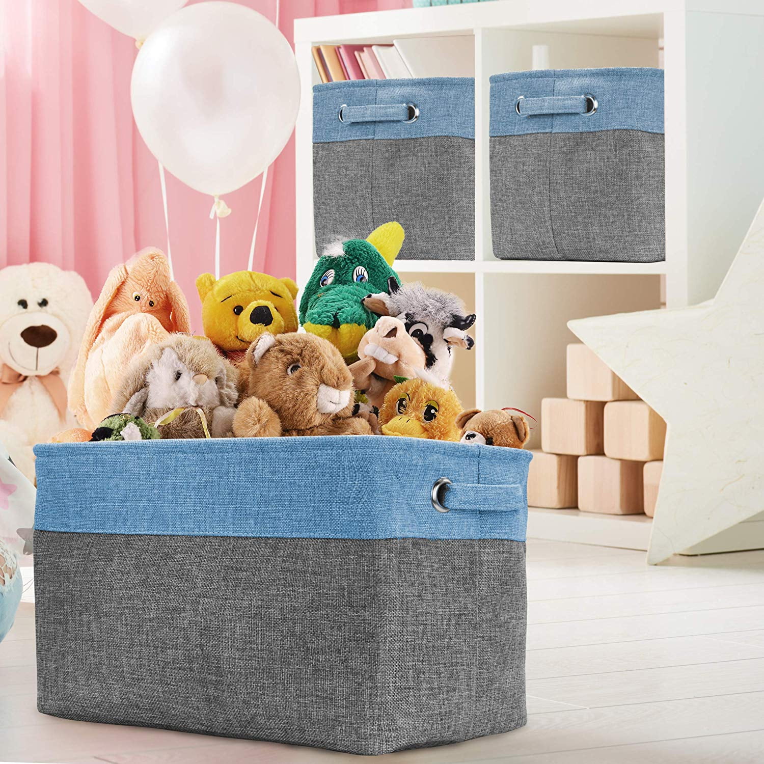Sorbus Cubby Storage Organizer, 15-Inch Collapsible Bins with Dual Handles for Home and Office Shelves