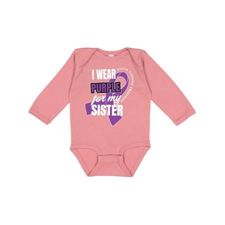 

Inktastic I Wear Purple For My Sister Cystic Fibrosis Awareness Gift Baby Boy or Baby Girl Long Sleeve Bodysuit