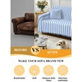 thumbnail image 5 of Blue White Stripe Couch Cover Sofa Covers 3 Cushion Sectional Couch, Modern Minimalist Geometric Striped Washable Sofa Covers Slipcover Sectional Sofa Cover, Furniture Protector 71"x150", 5 of 9