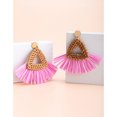 thumbnail image 4 of 2 pares de pendientes de ratán, pendientes bohemios trenzados con borlas geométricas ligeras, pendientes trenzados de hierba hechos a mano para mujer, 4 of 5