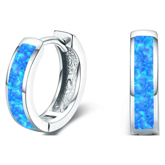 Cuoka Hoop Earrings Opal Earrings for Women 925 Sterling Silver Opal Jewelry White Gold Plated Hypoallergenic Birthday Gifts Earrings for Sensitive Ears