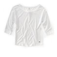 thumbnail image 1 of Aeropostale Camiseta gráfica de manga 3/4 metálica para mujer, blanca, extra pequeña Aeropostale Camiseta gráfica, 1 of 1