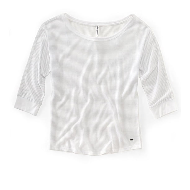 Camiseta gráfica Aeropostale de Manga 3/4 metálica para mujer blanca extragrande