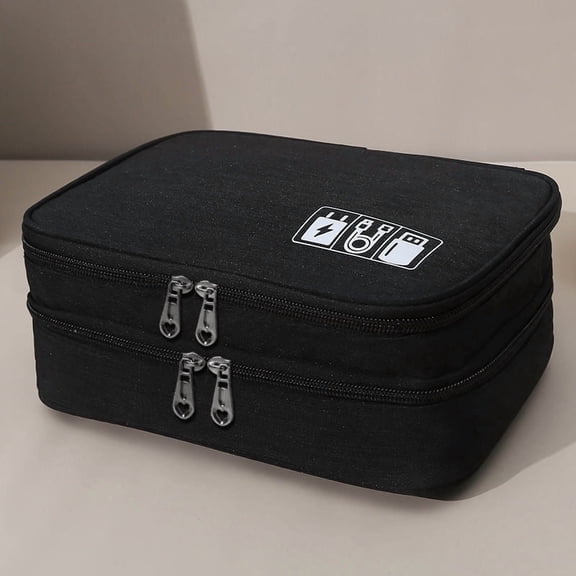 3 Layer Oxford Electronic Organizer Case for Cables, Chargers, Power Banks, Tech Accessories, Portable Travel Use