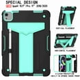 thumbnail image 4 of Dteck For iPad Air 4 10.9 Generation 2020 / Pro 11 2020 & 2018, Heavy Duty Hybrid Shockproof Kickstand without Front Screen Protector Case Cover, black, Black+Aqua, 4 of 4