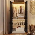 thumbnail image 6 of 6 Door Armoire Wardrobe Closet for Bedroom with LED Lights & 3 Drawers, Farmhouse Closet Storage Cabinet Wardrobe Set with Hanging Rods, 6 of 9