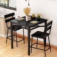 thumbnail image 3 of LinkRomat Counter Height Kitchen Table Set with 2 Bar Stools, Modern Bar Table with Storage Shelf, Compact Dining Table Set for Small Space,Dining Room, Apartment, Black, 3 of 9