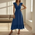thumbnail image 5 of QHFBli Women's Casual Summer Ruffle Short Sleeve T Shirts Maxi Dress 2025 Spring V Neck Flowy Tiered Boho Beach Dresses, 5 of 8