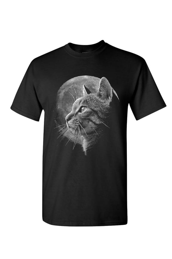 A Cat at Night T-Shirt Space Cat Lovers Moon Kitty Meow Purr Mens Shirt