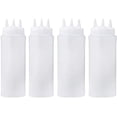 thumbnail image 1 of Nvzi 4 botellas de plástico de 3 orificios para condimentos, de 16 oz/450 ml, para salsa, aceite, vinagre, ketchup, mostaza, aderezo para ensaladas, accesorios de cocina, 1 of 5