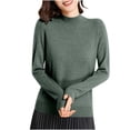 thumbnail image 5 of Fmbrln Womens Fall Winter Basic Knitted Sweaters Casual Long Sleeve Half Turtleneck Pullover Tops Loose Comfy Solid Color Sweaters Army Green S, 5 of 5