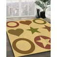 thumbnail image 3 of Ahgly Company Machine Washable Indoor Square Transitional Bold Yellow Area Rugs, 3' Square, 3 of 7