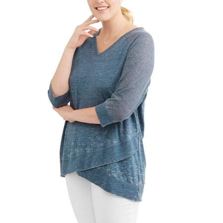 Mia Kayne Women's Plus 3/4 Sleeve V Neck