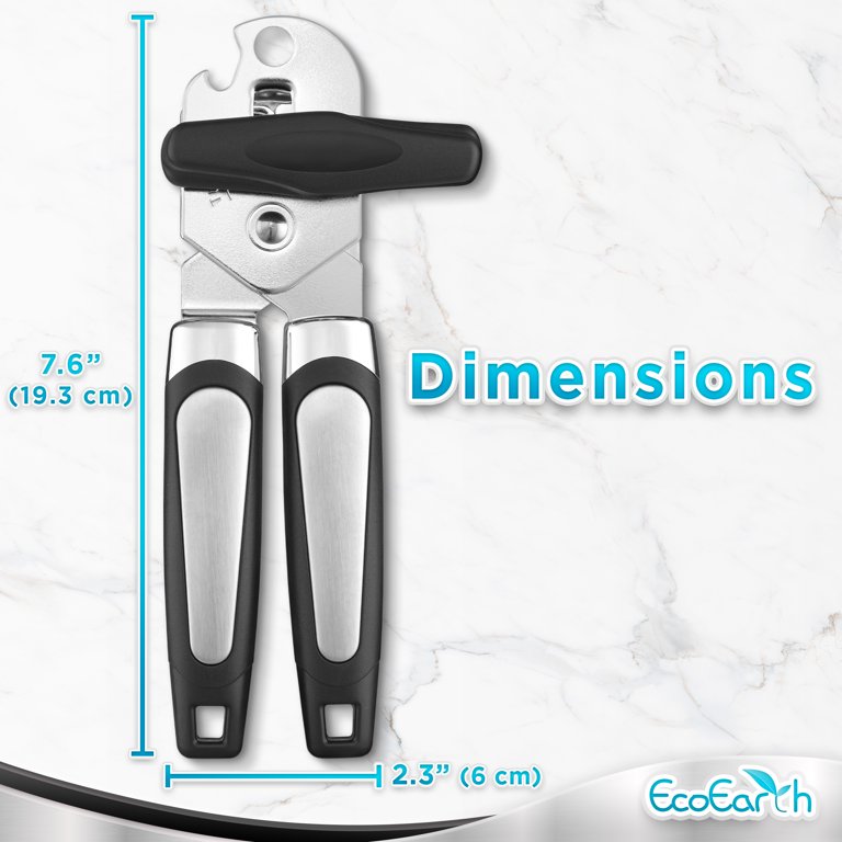 EcoEarth Handheld Smooth Edge Safety Can Opener & Bottle Opener, Black &  Silver