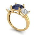 thumbnail image 2 of 4.0ct SQ Emerald Cut Blue Sapphire 18k Yellow Gold Engraving Statement Bridal Wedding 3 stone Designer Ring Size 5.5, 2 of 5