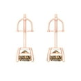 thumbnail image 4 of 0.5 Ct Princess Cut Studs Champagne Crystal 18K Rose Solid Gold Everyday Dainty Earrings Screw Back, 4 of 7