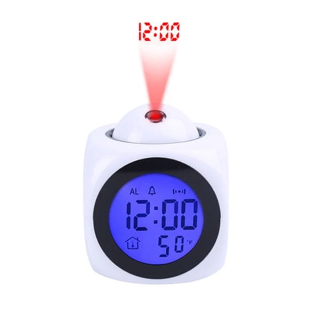 Projection alarm Clock for Bedrooms Digital Voice Report alarm Clock 12/24 HDigital electric Clocks Projection on Ceiling with Voice Talking LeD Time Temperature Display