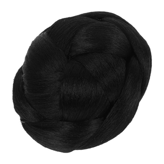 Toyvian Black Fake Braid Bun Hair Extension Chignon Clip in Hair Accessory