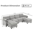 thumbnail image 6 of Bonzy Home Modular Sectional Sofa Couches for Living Room U-Shaped Sofa with Ottoman Gray, 6 of 8