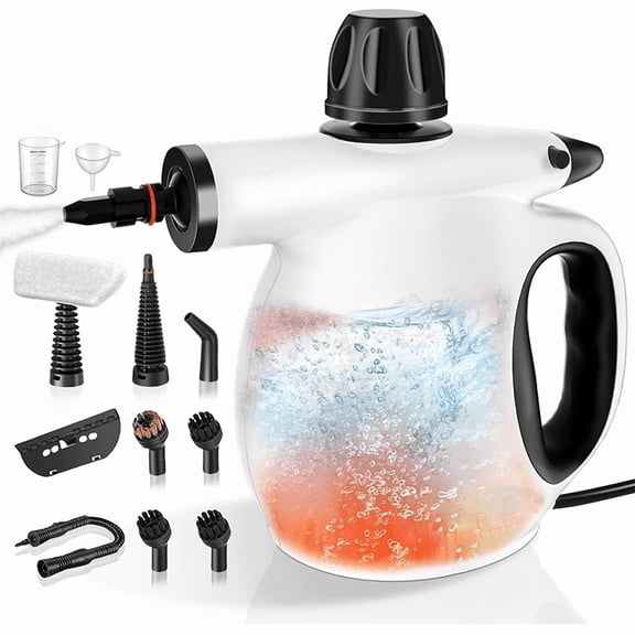 Handheld Steam Cleaner | 1300W High Pressure Steamer with 12 Accessories, Portable Steam Cleaner for Home,Grout, Kitchen, Car, Window, Upholstery,Floor, Bathroom and Clothes, White
