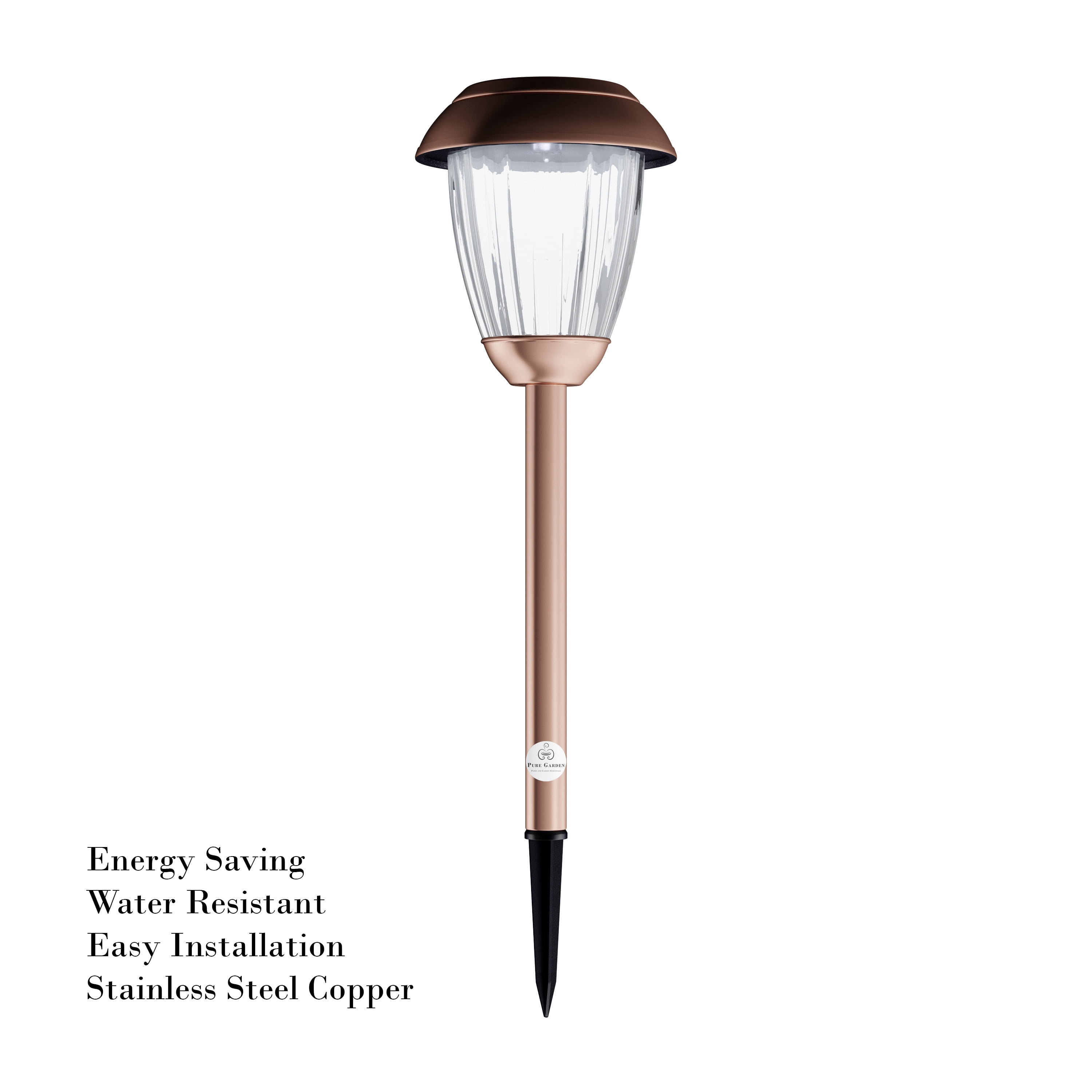 Pure Garden Set of 8 Stainless-Steel Solar-Powered Outdoor Lights (Copper)