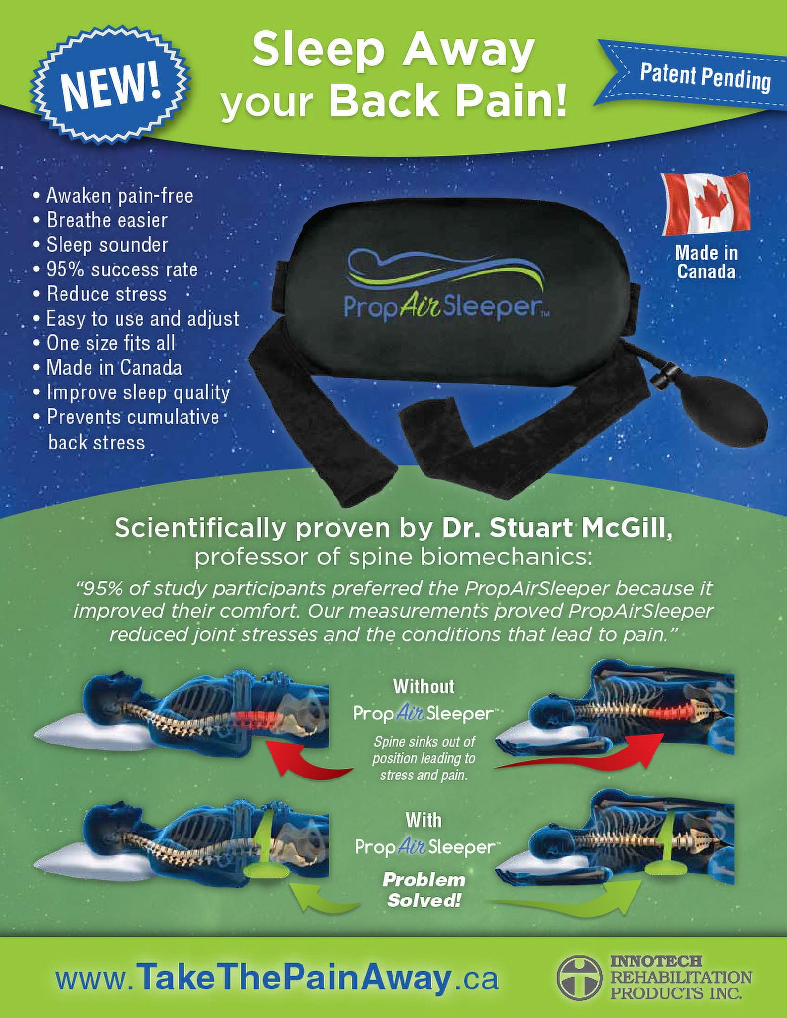 Innotech PropAir Sleeper Back Pillow - Black