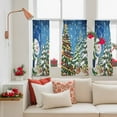 thumbnail image 4 of Blue Snowman Christmas Sheer Curtains 45 Inches Long, Xmas Tree Ball Snowflake Winter Light Filtering Window Curtains for Living Room, Rod Pocket Voile Sheer Curtain Drapes, 52"Wx45"L, 2 Panels, 4 of 9
