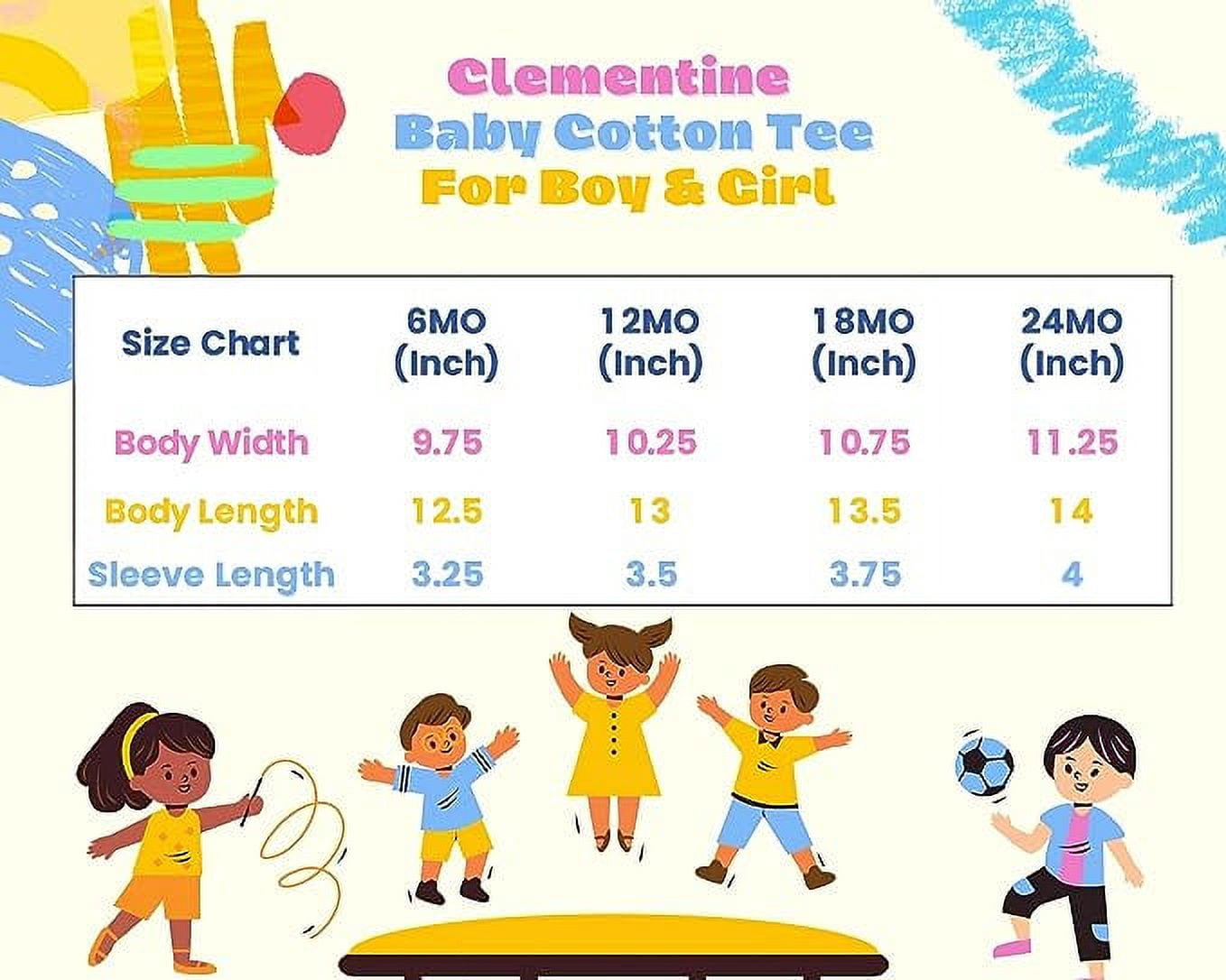 Clementine Baby Boy & Girl Solid Cotton Tee Short Sleeve T-Shirt, Sizes: 0-24Months