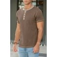 thumbnail image 4 of Iceglad Mens Henley Short Sleeve T-Shirt Cotton Lightweight Button T-Shirts Basic Casual Shirts Vg Brown M, 4 of 10